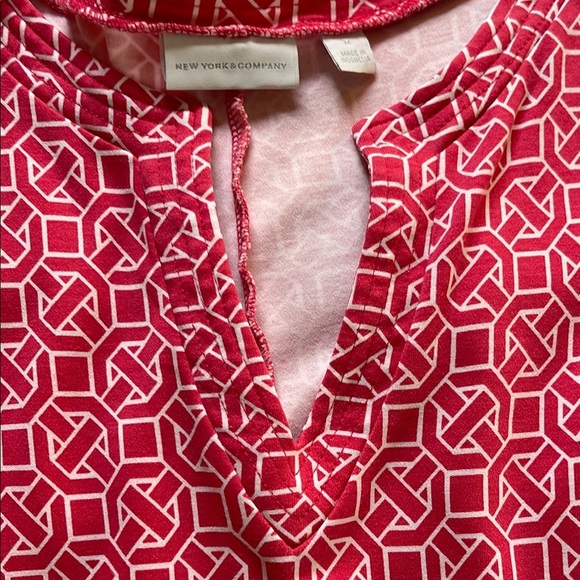 NY & Co. Red Geo Patterned Dress - Medium - Picture 3 of 3